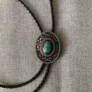 Vintage Accessories - Vintage Bolo Tie with Stone Inlay Vintage Accessories - Vintage Bolo Tie with Stone Inlay